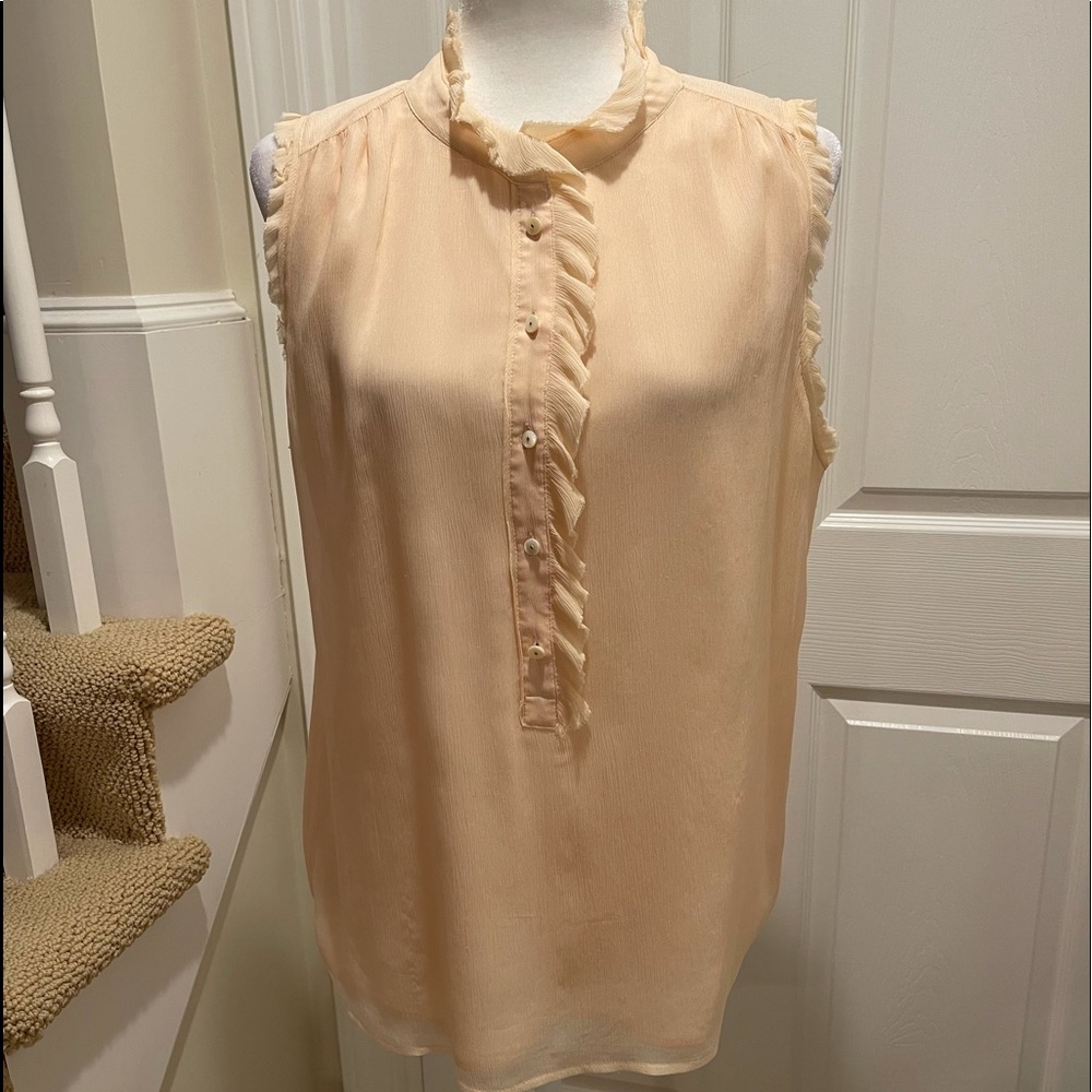 J. Crew Silk Top. Pretty Peach Color, Ruffles